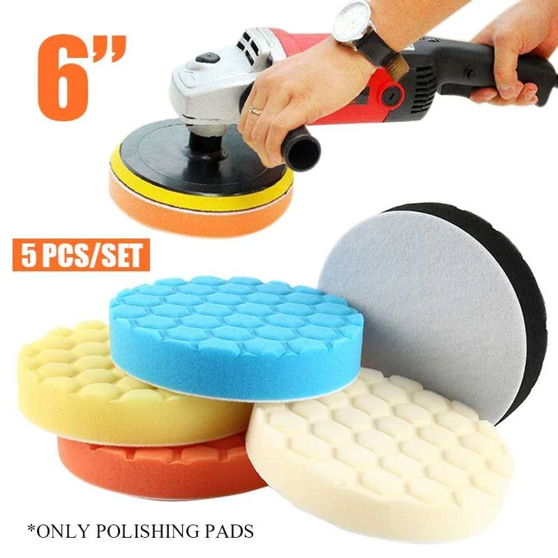 

5Pcs 6 Inch 150mm Car Buffing Waxing Polishing Pads Buffing Compound Set Kit for Car Polisher Polishing Machine