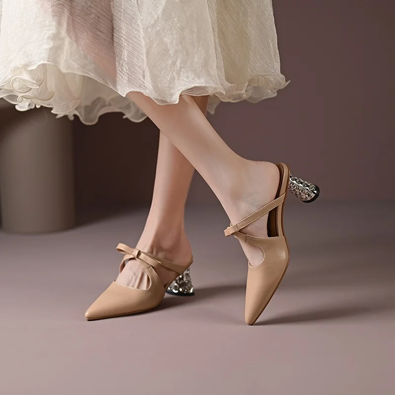 high heels leather shoes slingbacks sexy pumps square toe women pumps party dress shoes spring summer footwear sandals slippers