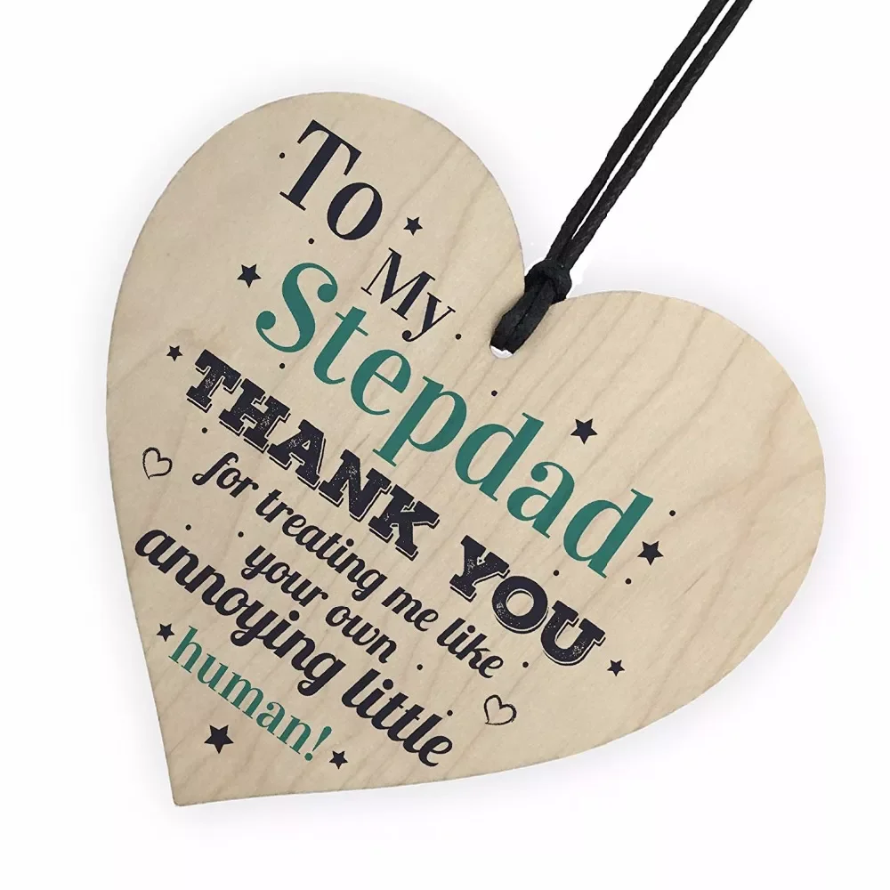 

Stepdad Dad Hanging Wooden Heart Crafts FATHERS DAY Gift For Him Daughter Son Birthday Thank You Small Pendant DIY Tree Decor