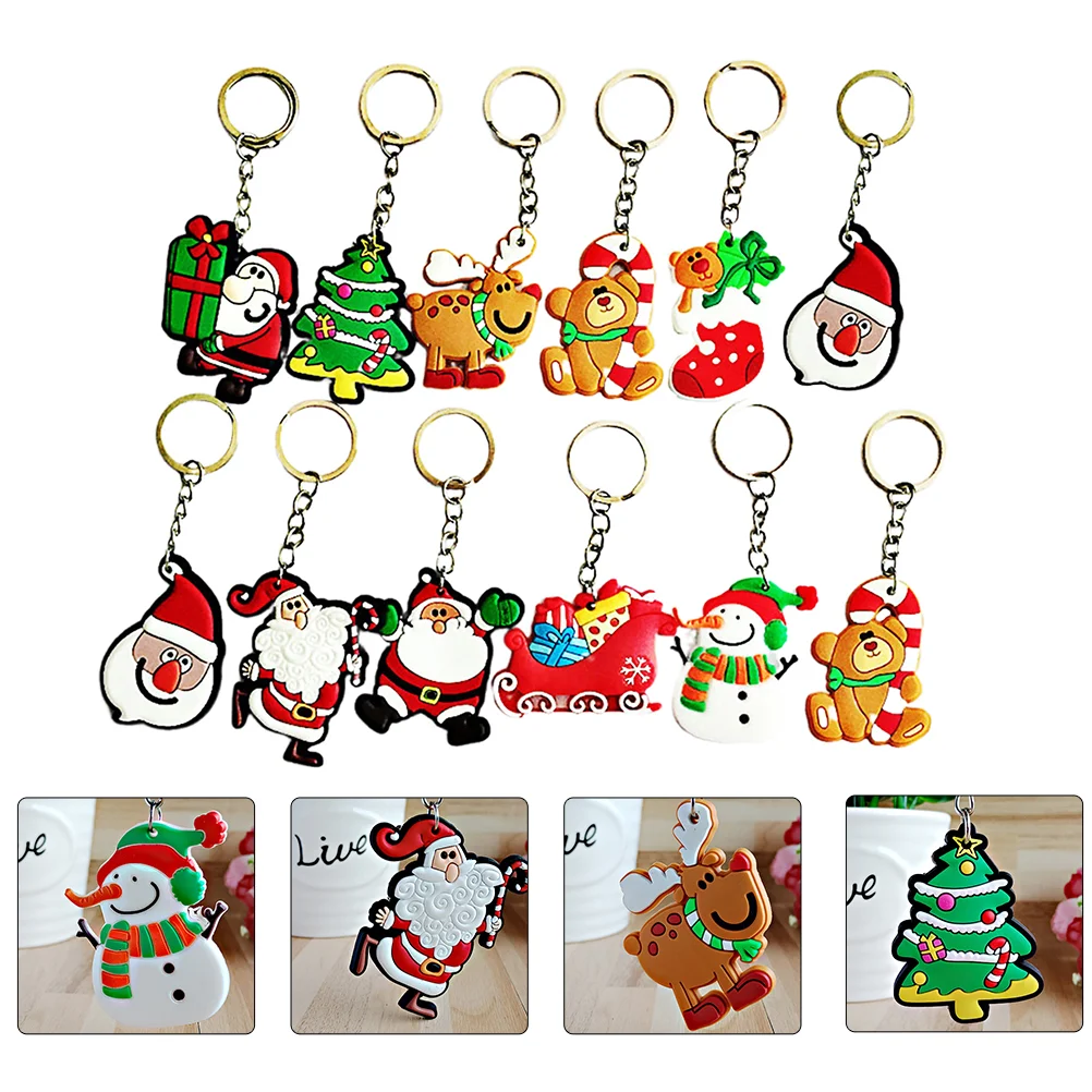 

30pcs Cartoon Santa Claus Snowman Keychain Pendants Creative Hanging Keychains