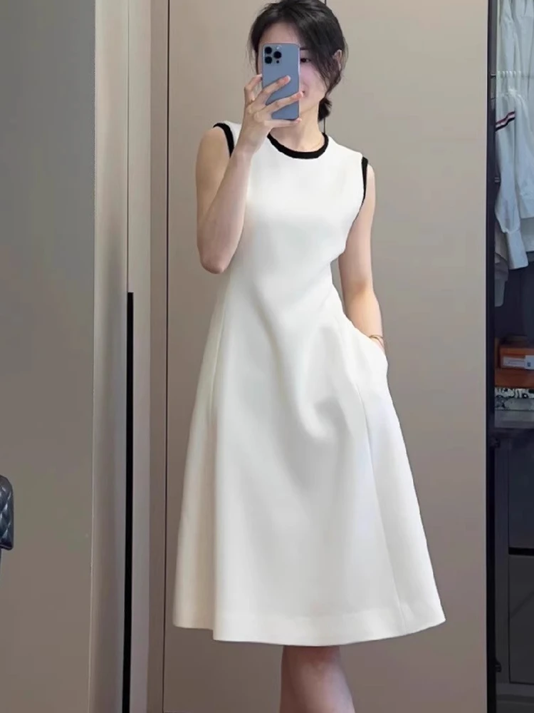 

Summer New Women Elegant Midi A Line Tank Dress Female Vestdios Office Lady Party Bodycon Fashion Slim Clothes