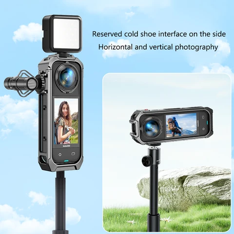 Металлический каркас для Insta360 X5, противоударный защитный расширительный чехол для клетки для кроликов для Insta360 X5, аксессуары, металлический каркас, кронштейн