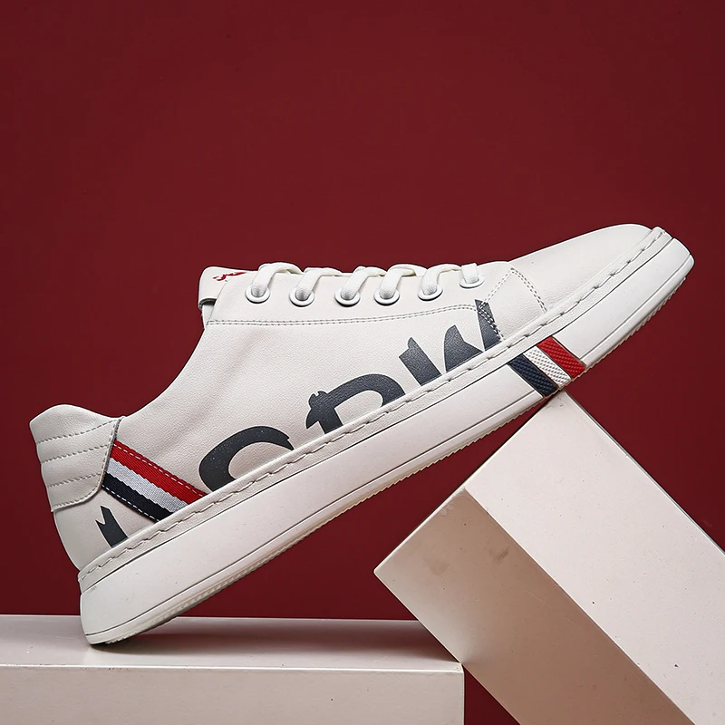 

Luxury Brand Men's Casual Shoes Genuine Leather Handmade New White shoes Breathable comfy man Walking Sneakers Zapatos De Hombre