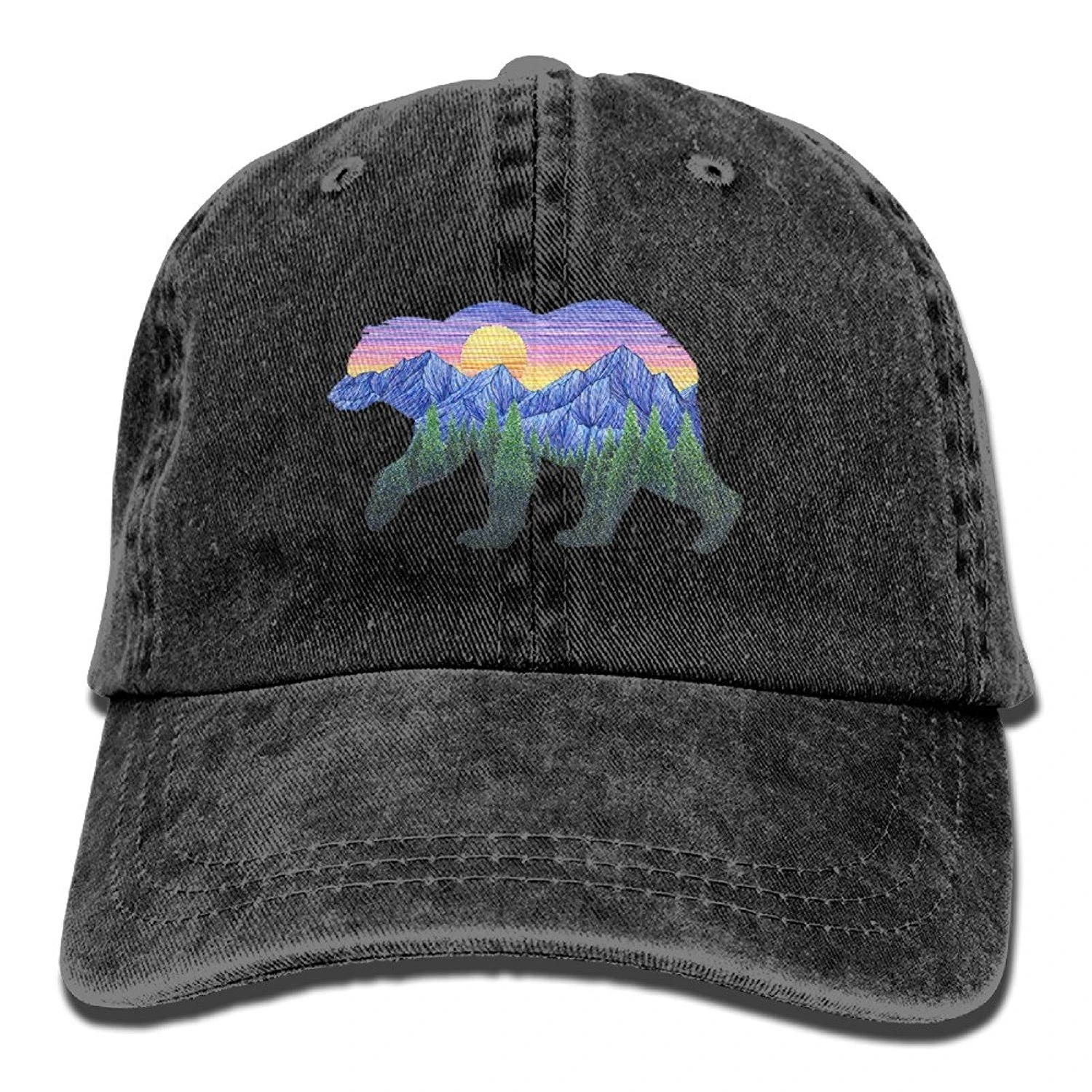 

Mountain Bear Cowboy Hiphop Sanpback Cap Hat For Adult Men Woman's