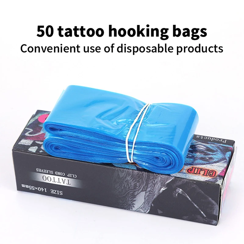

50 шт., одноразовые пластиковые мешки для тату-машинки