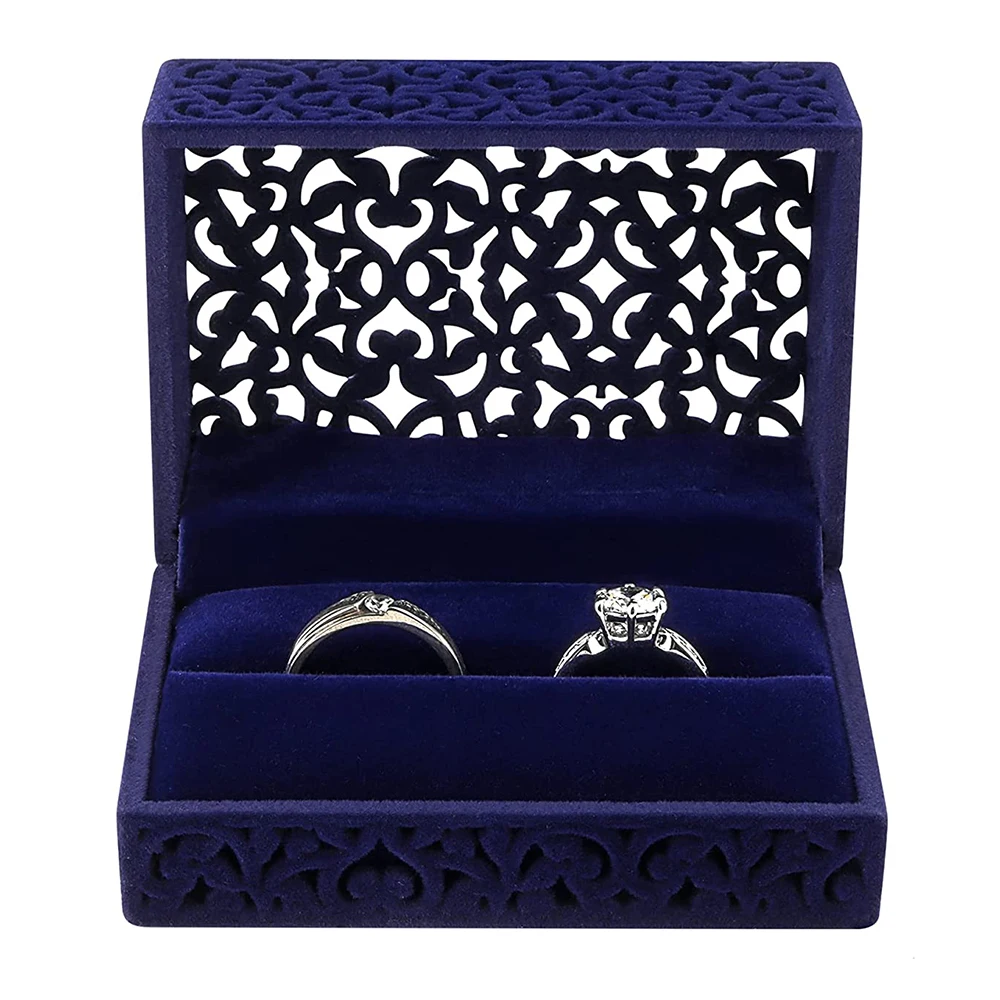 

Hollow Velvet Ring Box 2023 New Jewelry Box Rings Holder Gift Packaging Marriage Storage Organizer For Proposal Wedding Ceremony