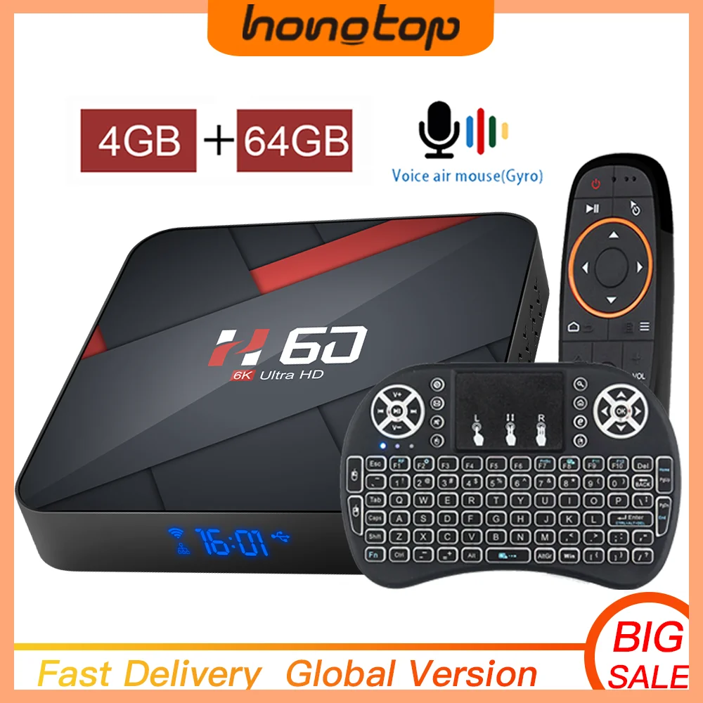 ТВ-приставка HONGTOP на Android 10 2 4 дюйма с Wi-Fi 6K HD Bluetooth 0 Play store ГБ 64 умная - купить по