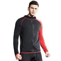 thin color blocking sports hooded jacket mens stitching running jackets basketball fitness high elastic quick drying clothing