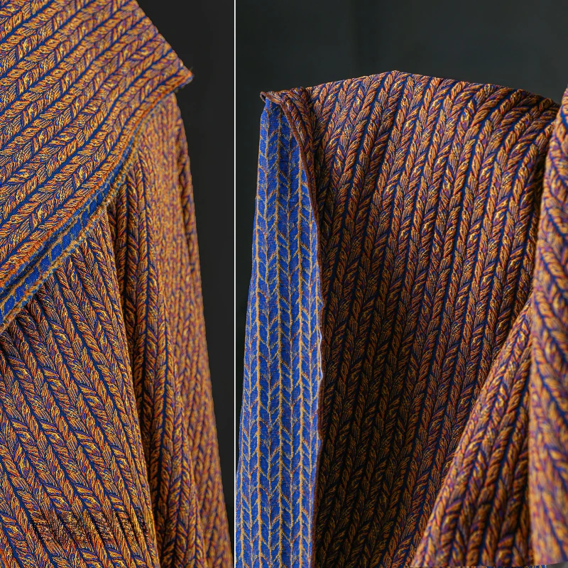 Полиэстер плетеная ткань коса из пшеничных ушей оранжево-синяя