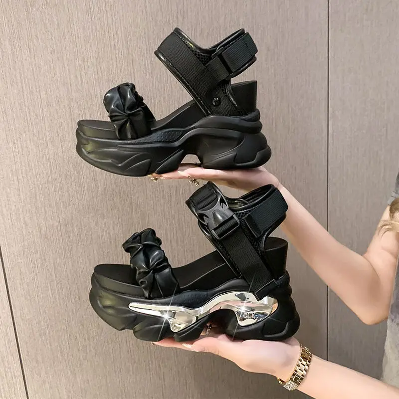

Wedge Hidden Heel Sports Open Toe Sandals for Women 2023 Summer New Platform Muffin Internet Celebrity Versatile Roman Shoes