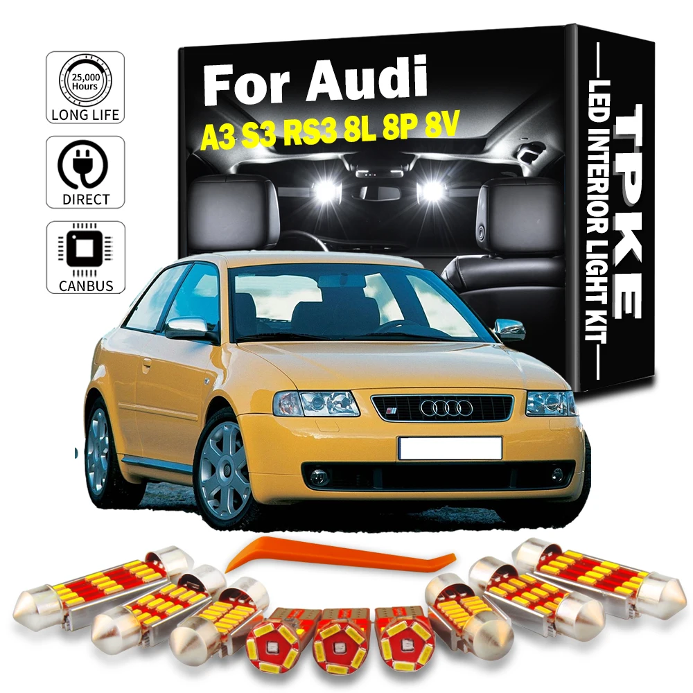 TPKE For Audi A3 S3 RS3 8L 8P 8V Canbus Car Bulbs LED Interior Map Dome Vanity Mirror Trunk Glove Box Footwells Door Light Kit