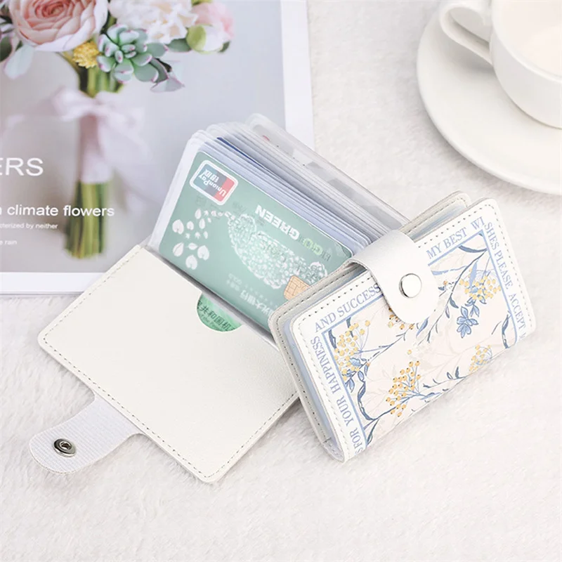 

Flower Painting Style Card Bags PU Leather Cover IC/ID Card Bank Card Holder