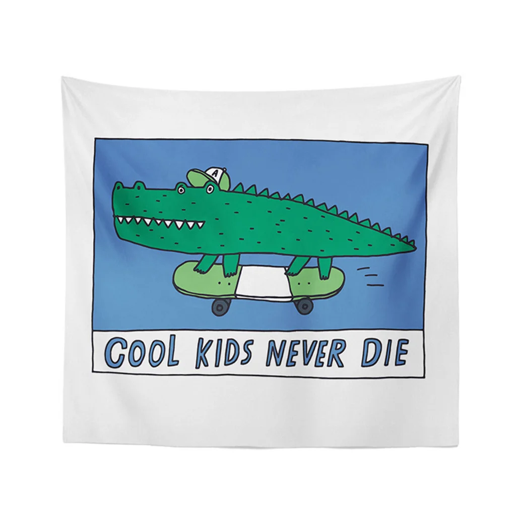 Crocodile Cartoon Animal Kids Bohemian Gothic Tapestry Wall Hanging Blanket Custom Vintage Fabric Psychedelic Bedroom Livingroom