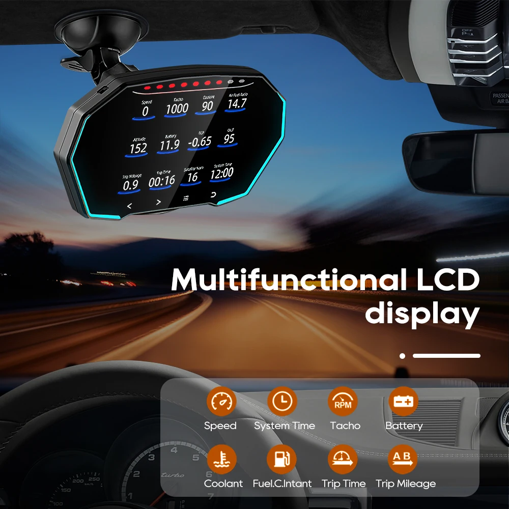 

F11 Car Hud OBD2 GPS Head Up Display Dual System with Gradiometer Speedometer Security Alarm car electronics accessories