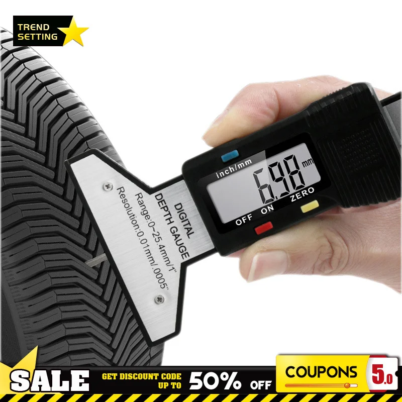 

0-25MM Digital Tread Depth Gauge Measuring Ruler Pressure Car Safety Measurer Tool Tire Monitor Electronic Tool