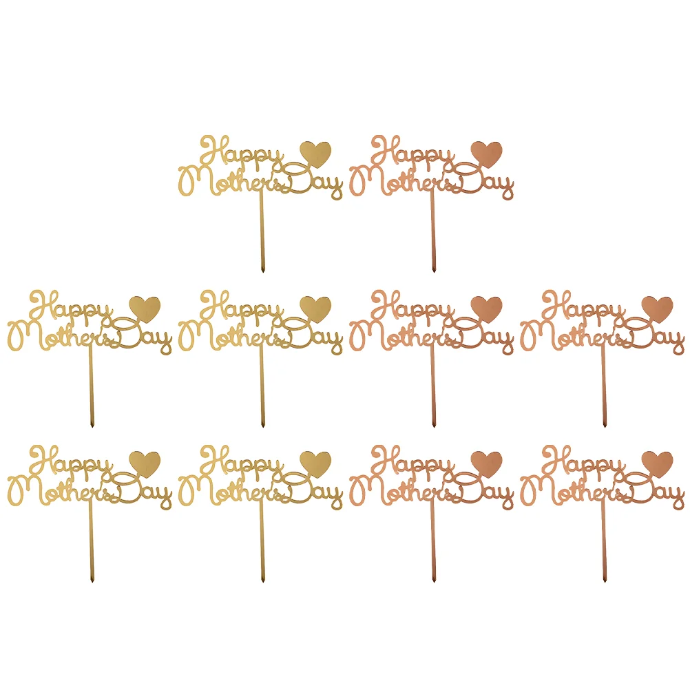 

10pcs Mother's Day Cake Insert Toppers Cupcake Decor Mother's Day Party Supplies