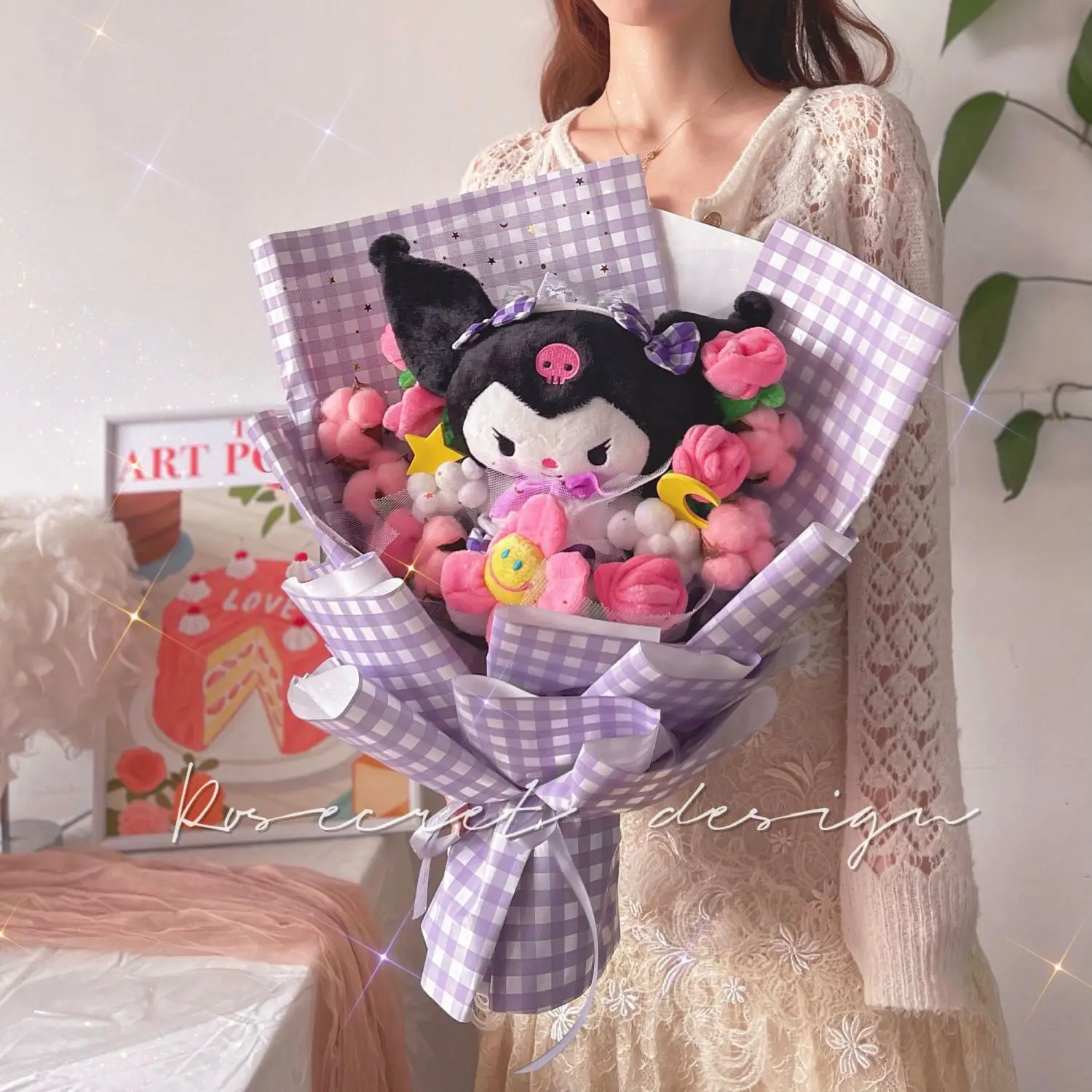 

Sanrio Hello Kitty Pompompurin Bouquet Cinnamoroll Kuromi My Melody Kawaii Anime Cartoon Doll Girl Cute Christmas Birthday Gifts