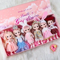 bjd doll 13 movable joints 3d eyes 6piece set of 16cm fashion cute makeup gift box doll set girl boy toy best gift for children