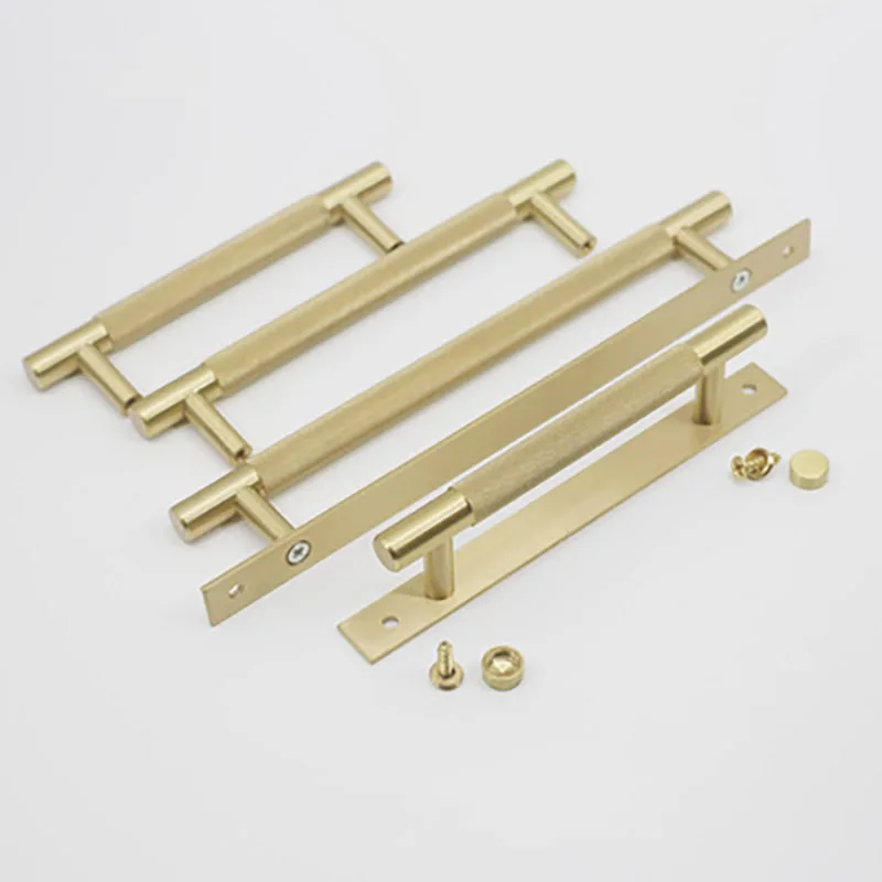 

Brass Wardrobe Handle with Back Plate Cabinet Pull Drawer Dresser T Bar Gold Knurled Furniture Knob Door Hardware
