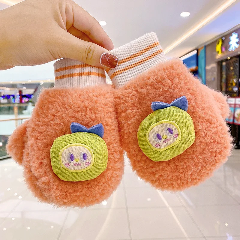 

Thicken Winter Cotton Gloves Children Cartoon Lanyard Finger Cot Gloves Boy/Girl Outdoor Warm Gloves Kid Essential Gloves