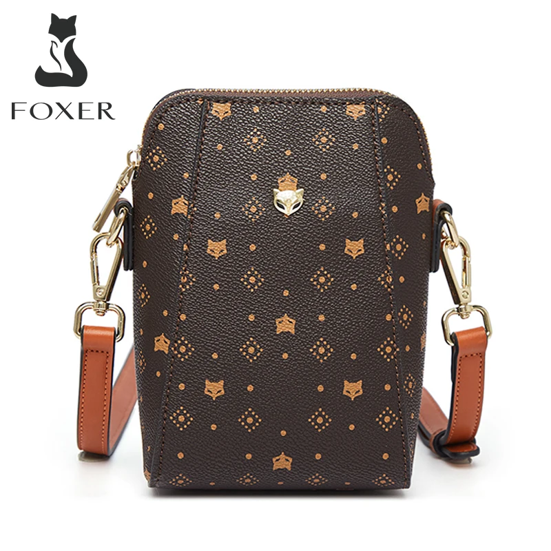 

FOXER Vegan Leather Animal Prints Girl’s Shoulder Crossbody Bag Vintage Messenger Bag Women Travel PVC Ladies Mini Cellphone Bag