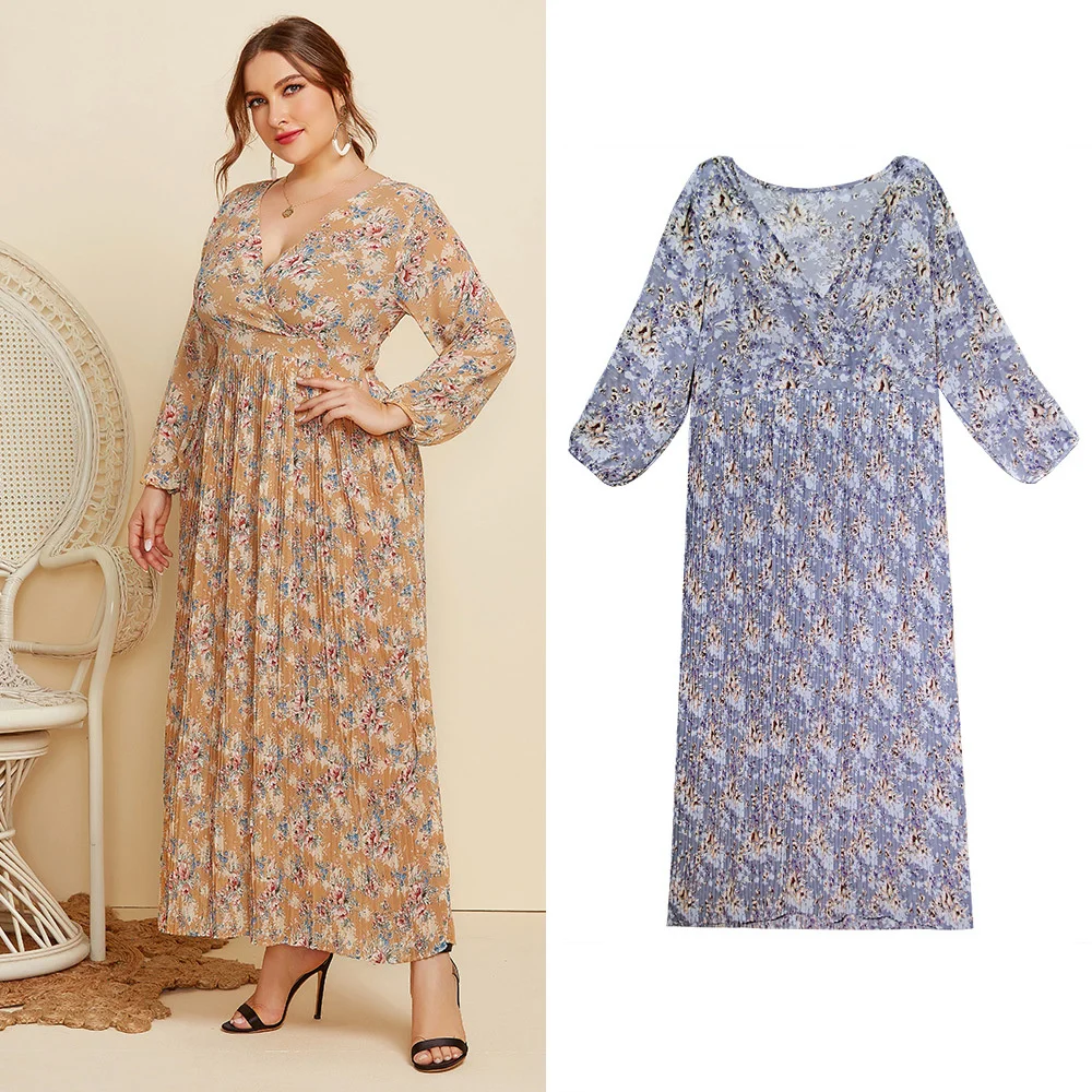 Plus Size 2023 Summer 2xl 3xl 4xl Women Chiffon Dress Floral Bodycon Long Maxi Dress Casual Boho Dresses Over 3xl 4xl 5xl 6xl