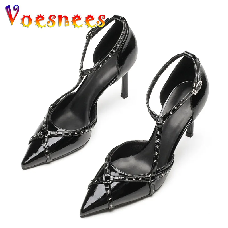 

Sexy Side Empty Sandals European And American Pointed Fashion Women's Shoes 2023 New Punk Style Stiletto Pumps Rivet High Heels