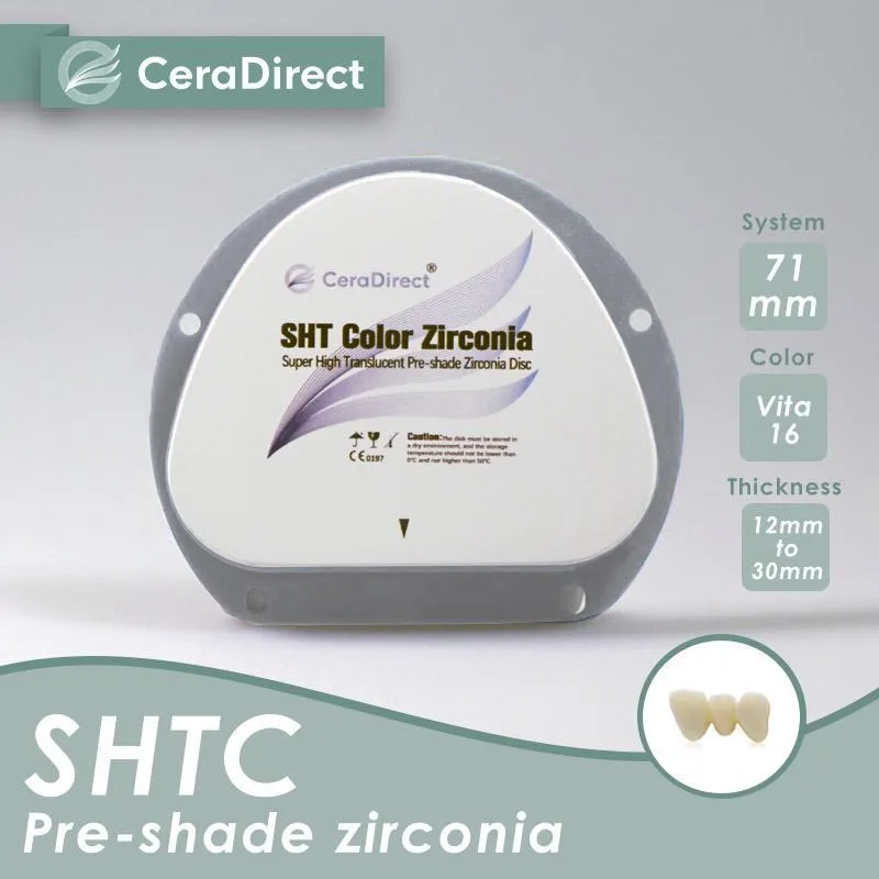 

【 828 】Ceradirect Dental zircon AG System(71 мм)-SHT-C предварительно затененный Цирконий для стоматологической лаборатории CAD/CAM