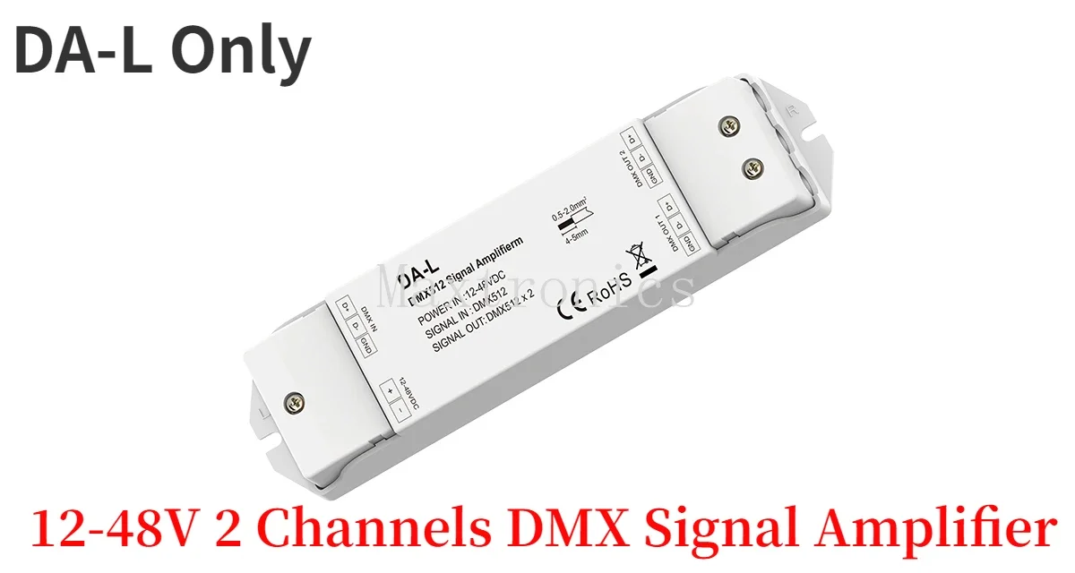 Фото Усилитель сигнала DMX512 Повторитель сигнала DMA 4-канальный DA-L 2-канальный DMA2X3 6-полосный разветвитель сигнала DMX DC12-36V для светодиодной ленты №3