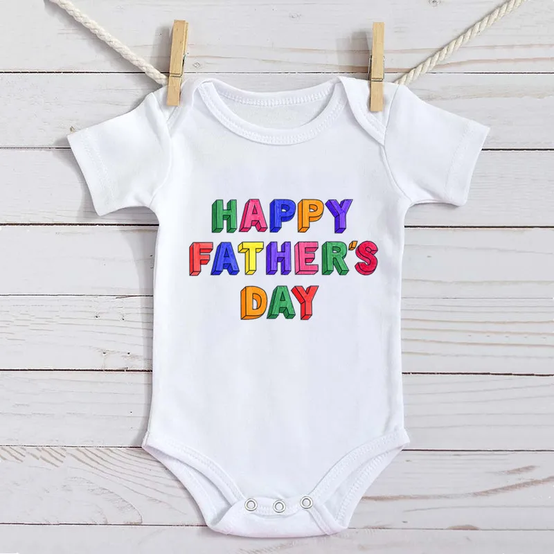 

Happy Father's Day Bodysuit Funny Letters Baby Shirt Father's Day Gift Summer Short Sleeve Jumpsuit Cotton Clothes