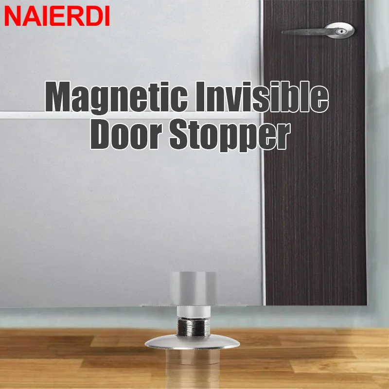 NAIERDI-Tope de puerta magnético Invisible, accesorio de latón, resistente, oculto, para instalación en suelo