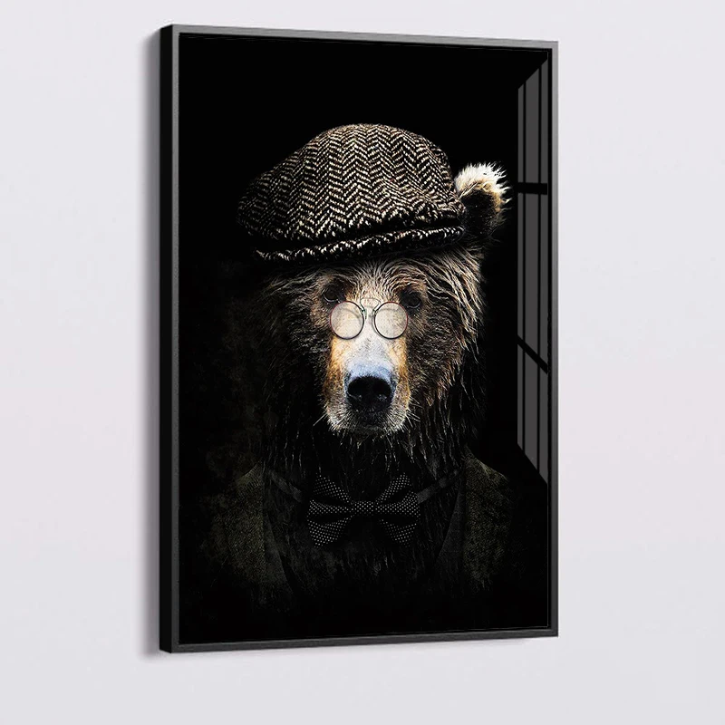 

Bear with Glasses Elephant Modern Abstract Art Lion Poster Canvas Painting Posters Wall Pictures for Living Room Home Decoration