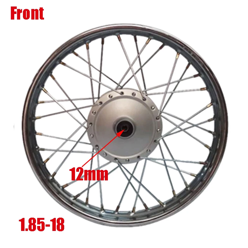 

Обод колеса мотоцикла в комплекте для Yamaha Jianshe YBR125 JS125 JYM125, 18-дюймовые передние/задние барабанные тормоза, металлические хромированные спицы, колеса
