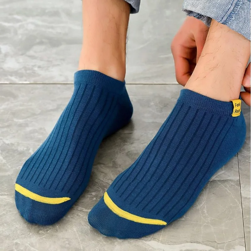 5Pairs/Lot Combed Cotton Men Socks Ankle Socks Solid Color Mesh Breathable Casual Socks Summer Fitness Outdoor Sport Stockings