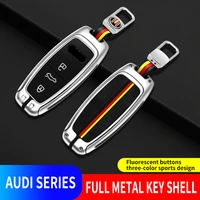 for audi a3 a4 b9 a6 c8 a7 s7 4k a8 d5 s8 q7 q8 sq8 e tron 2018 2019 2020 2021 zinc alloy car key cover case shell accessories