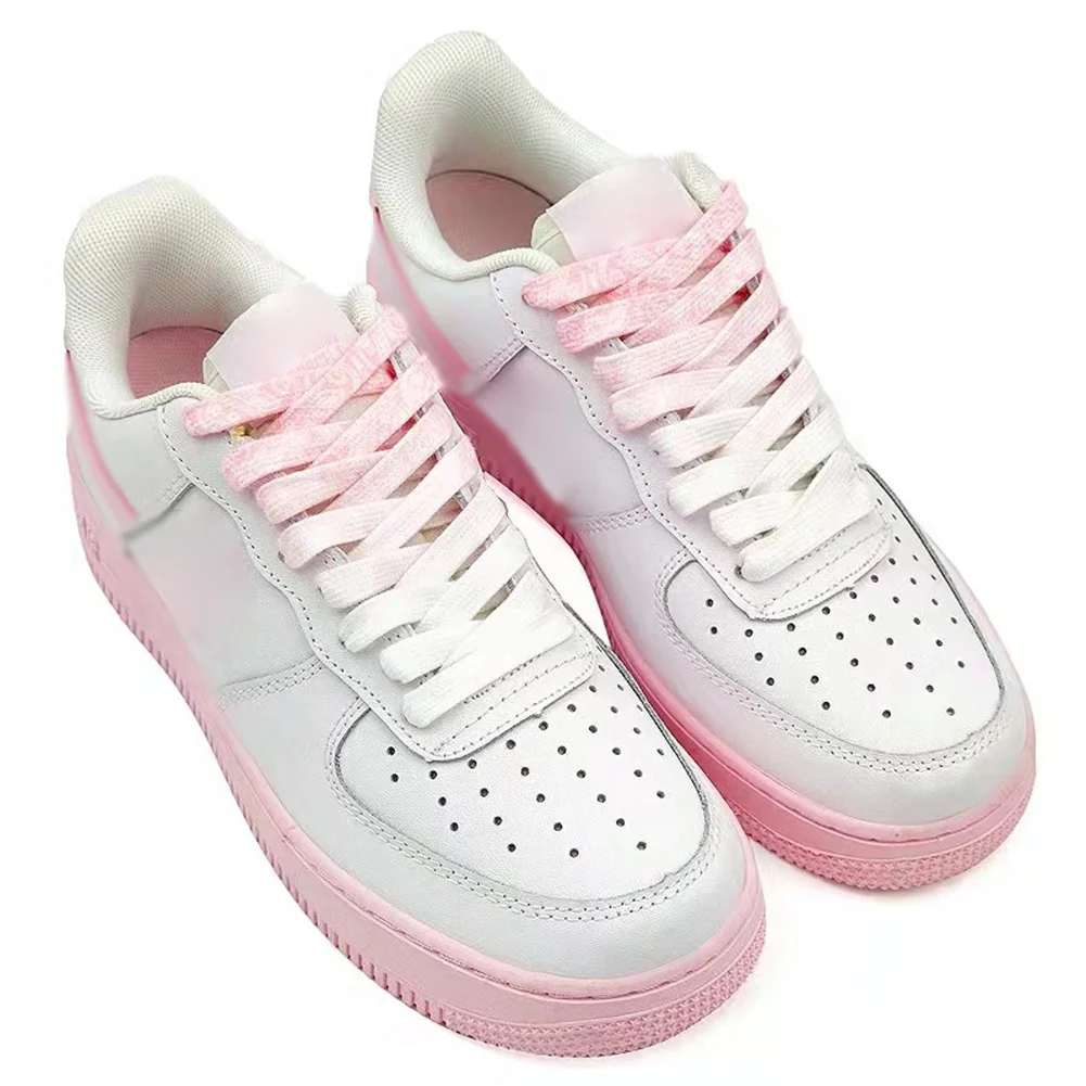 1 Pair Gradient Cashew Shoelaces Flat Shoe Laces Fashion Canvas Leisure Candy Party Fabric Shoelace Woman And Men Shoe Lace