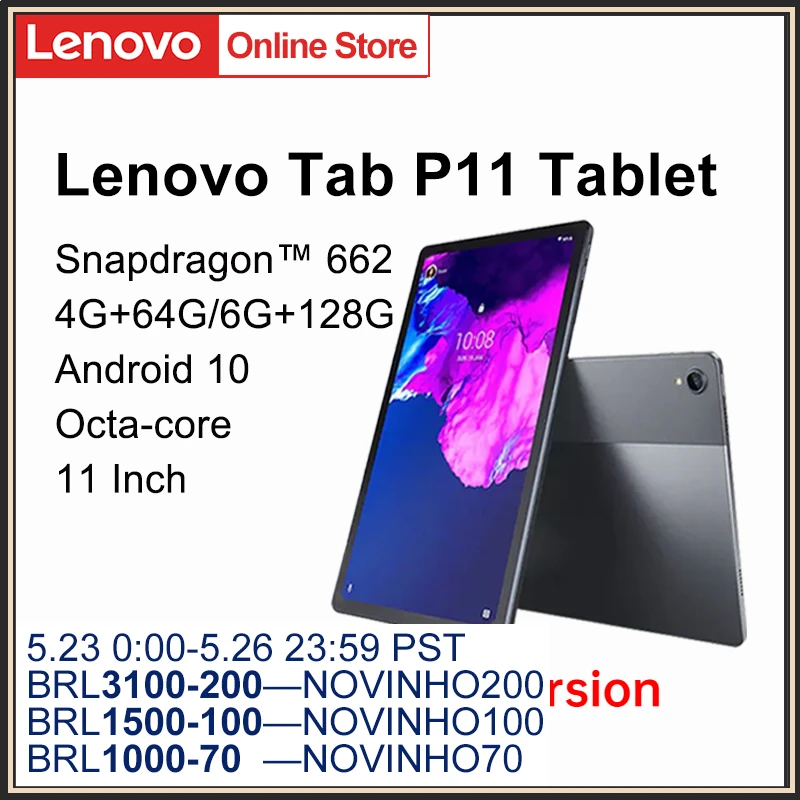 Global Firmware Lenovo Tab P11 / K11 2K LCD Screen Snapdragon Octa Core 4G /6G  64G /128GB Tablet Android 10 Xiaoxin Pad 11 inch