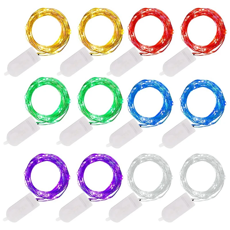 

20 LED 6.5 FT Fairy String Lights Cell Battery Operated, Waterproof Silver Wire Firefly Starry Mini Lights For Party