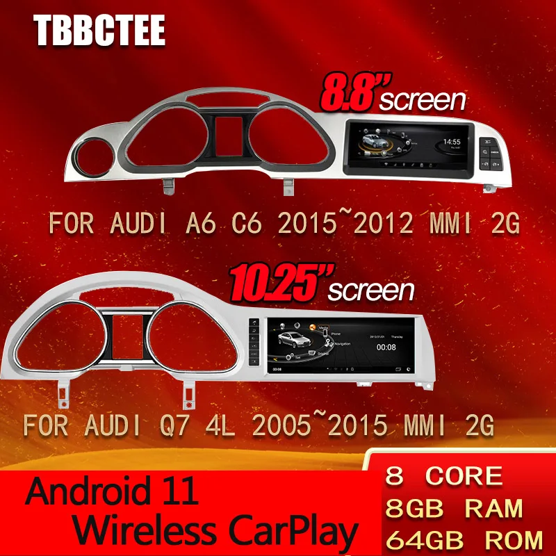 

Android 11 4+64GB Car Multimedia Player For Audi A6 C6 4f 2005~2011 MMI 2G 3G GPS Navigation Navi Stereo Touch Monitor 2 Din