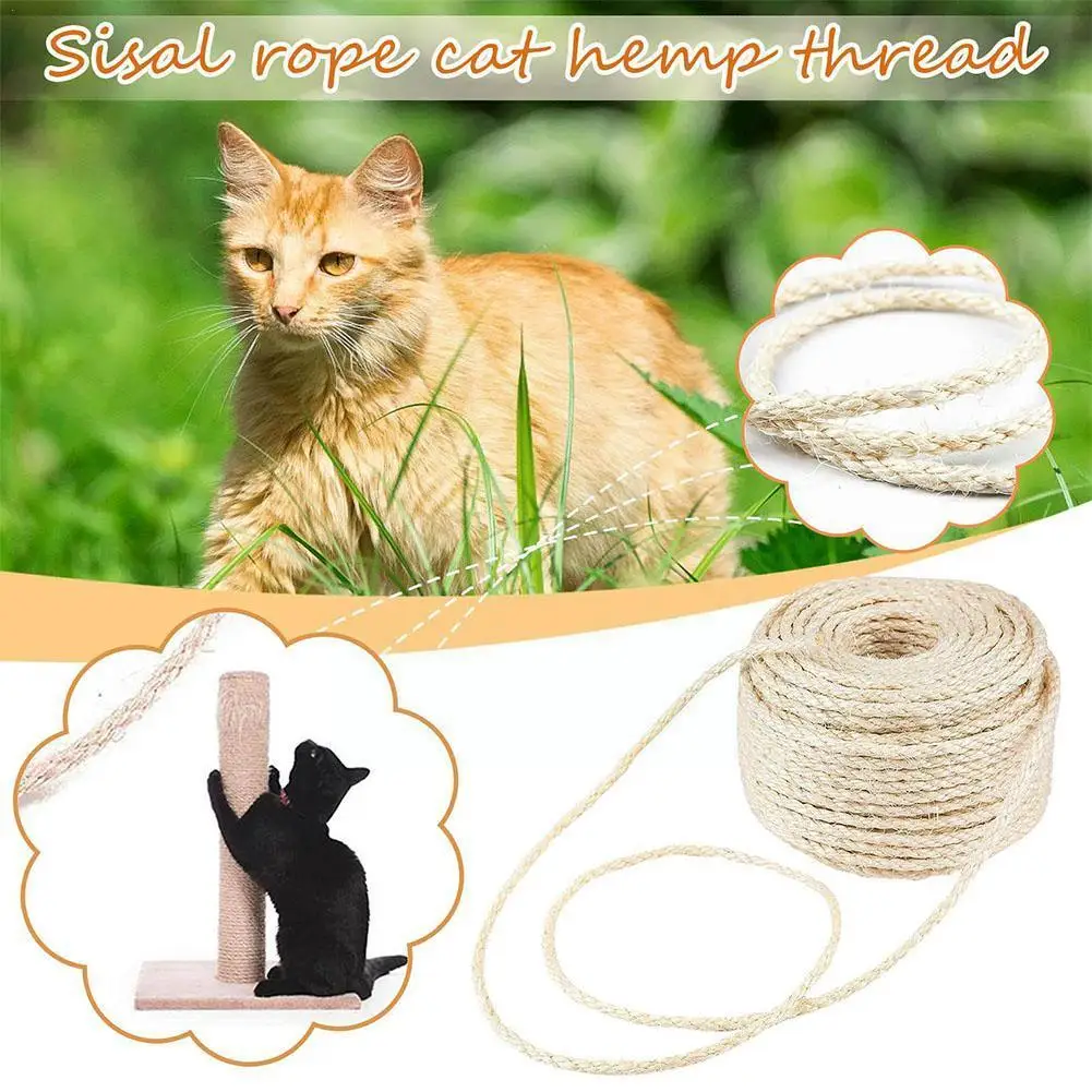 

10m Natural Jute Scratch Guards Rope Pet Scratching Twine Rolls Cord Claw Furniture Macrame Twisted Paw Protector Q1i1