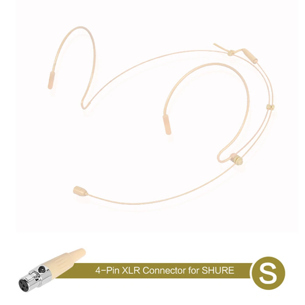 

Omnidirectional XLR 4-PIN Headworn Headset Microphone For Shure Wireless System Earhook Headset Mic With Retail Packing Box