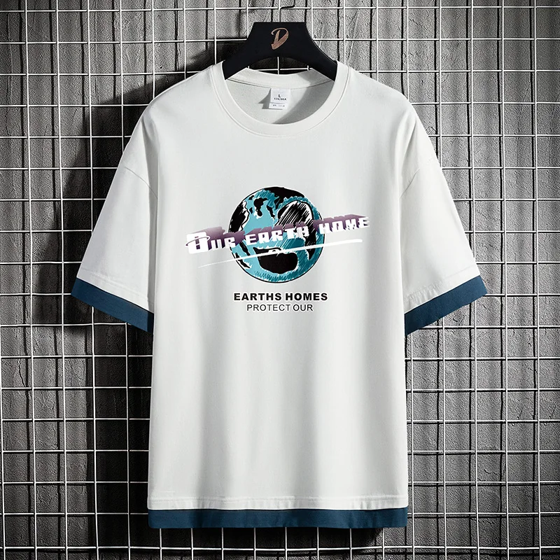 HIO HOP свободные мужские футболки Повседневные Классические 2023 летние с короткими