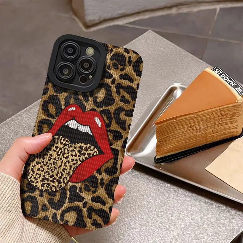 Hot Red Lip Leopard Print Phone Case For Xiaomi Redmi A3 A2 A1 14C 13C 12C 10C 9T Note 13 12s 12 11 10 9S Pro Plus 4G 5G Cover