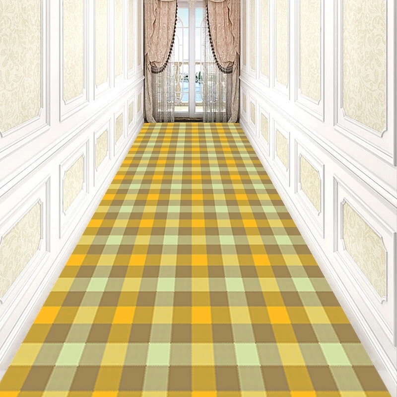 

Reese Lobby Carpets Living Room Bedroom Porch Rugs Yellow Beige Checkered Tablecloth Pattern Vestibule Hallway Corridor Aisle