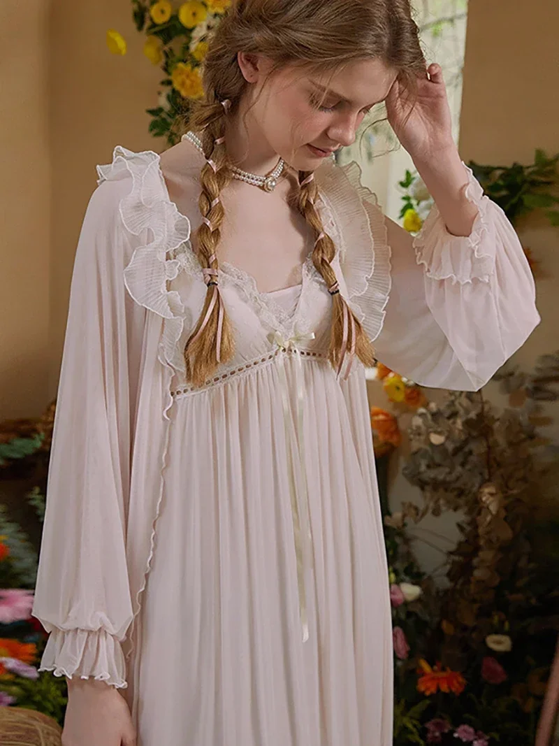 Женское платье принцессы ночная рубашка Женский комплект из двух предметов на