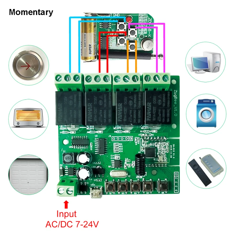 

Light Receive Relays Dc Intelligent Mqtt Protocol High Quality Remote Receiver 4ch Relay Module Green Rf433 Rf Receiver