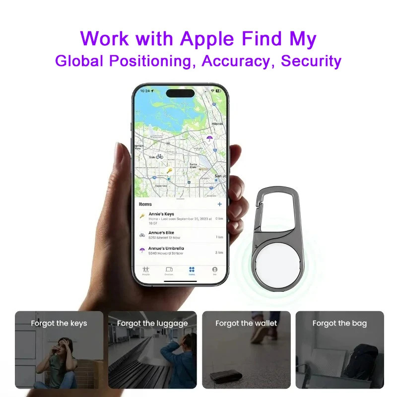 Фото Брелок для ключей работает с напоминанием о Find My APP для устройства iPhone, умный GPS, Bluetooth-локатор, MFI-поиск телефона, анти-потерянный трекер №2