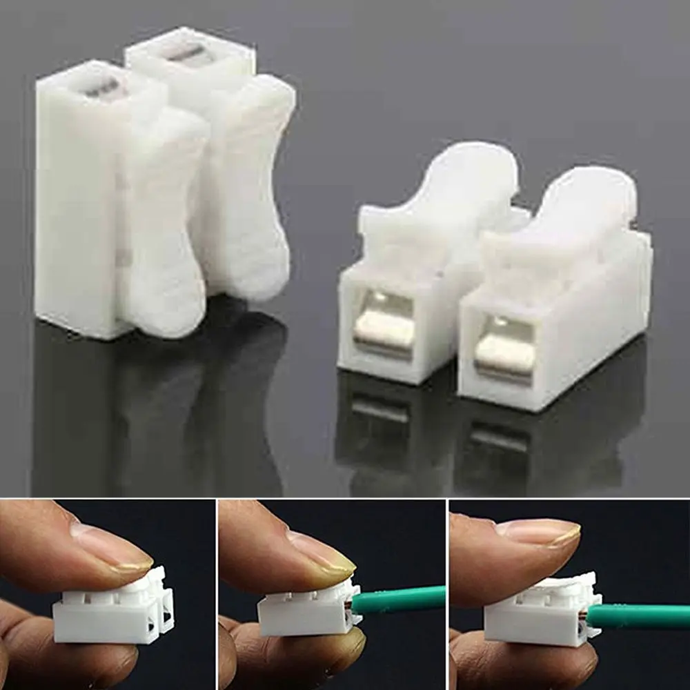 

30pcs Useful White No Solding Welding LED Strip Light Lamp 2P Cable Wire Connector Terminal Block Spring Clamp No Screw