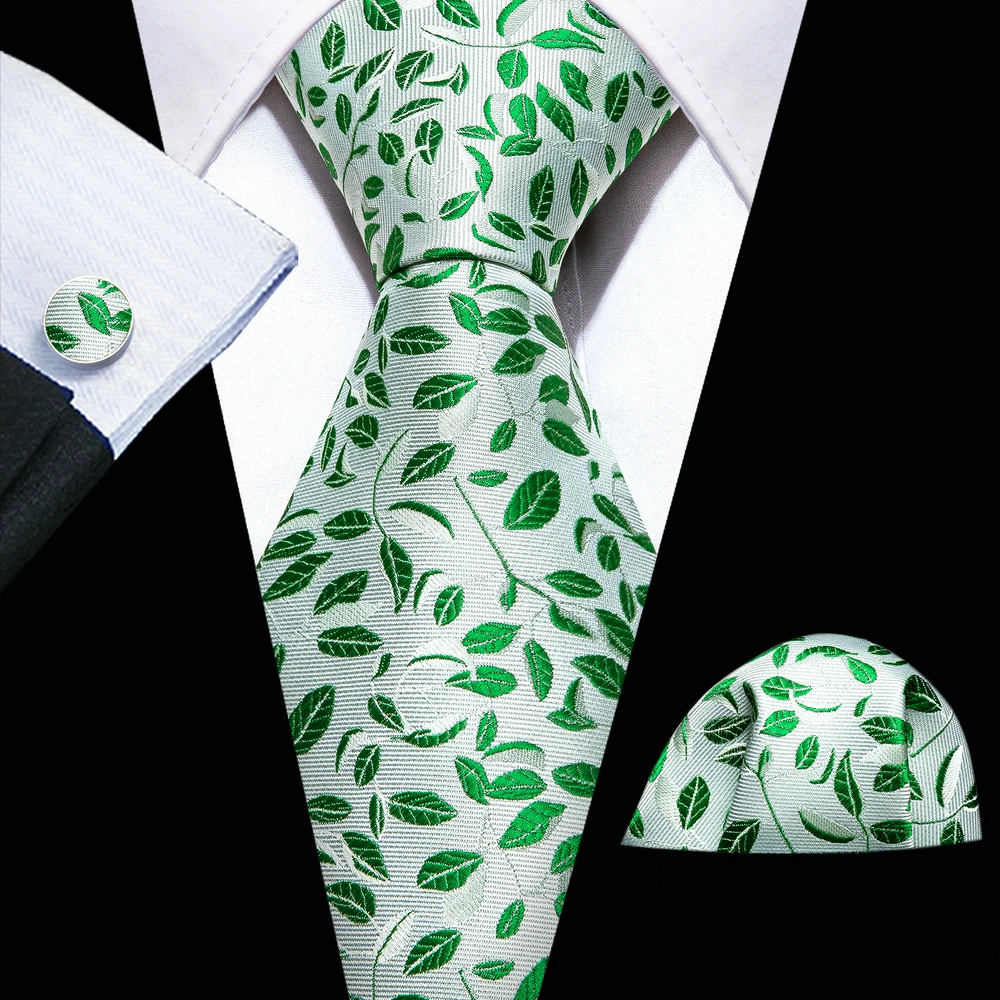 

Комплект из галстука и запонок, с зелеными листьями Wang Tie Pin A-5946