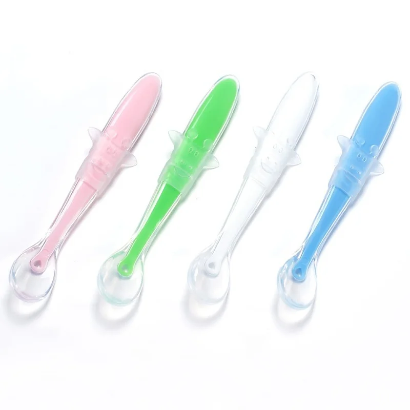 

Cartoon Animal Face Pattern Handle Silicone Baby Spoon Children Toddler Feeding Utensils Soft Safety Infant Baby Spoon Tableware